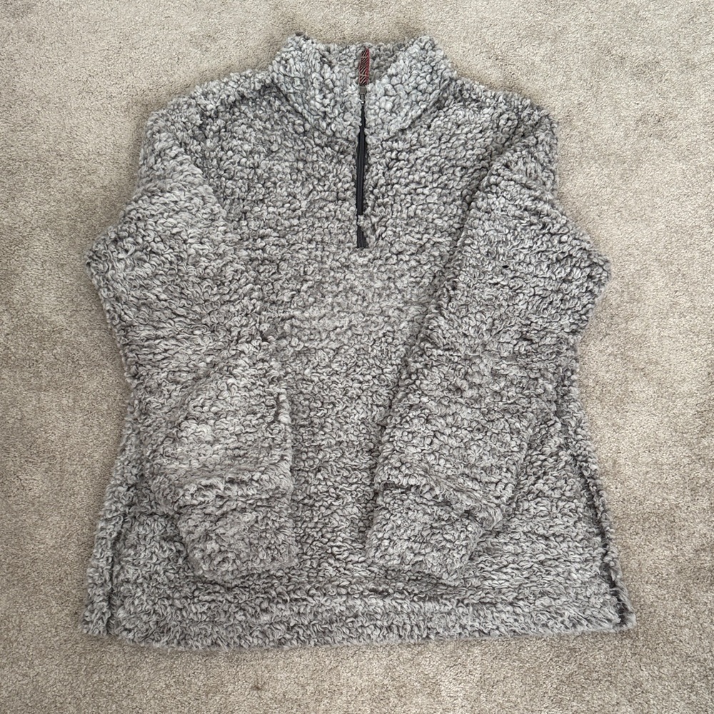 Weatherproof Vintage Gray Sherpa Pullover with pockets